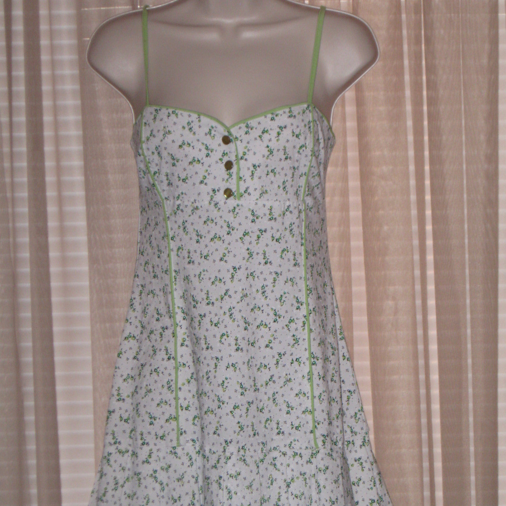 ETS ELEMENTS White Green Spangetti Strap Dress